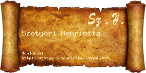 Szotyori Henrietta névjegykártya